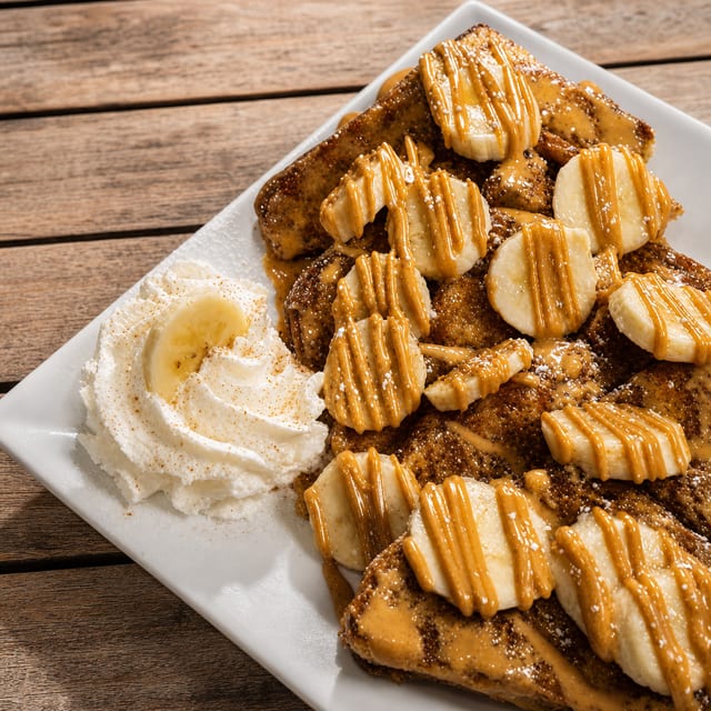 Peanut Butter Banana Churro French Toast.